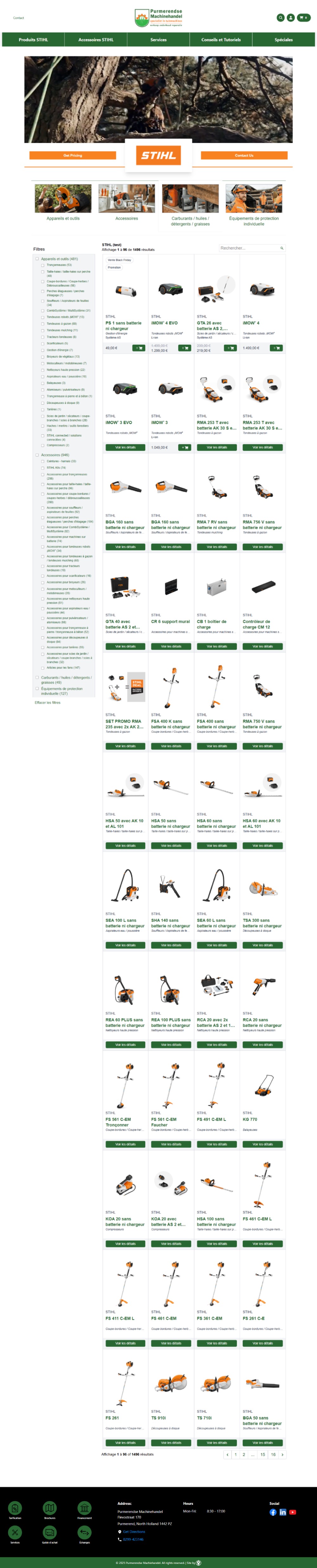 A dealer site running the STIHL Online Showroom